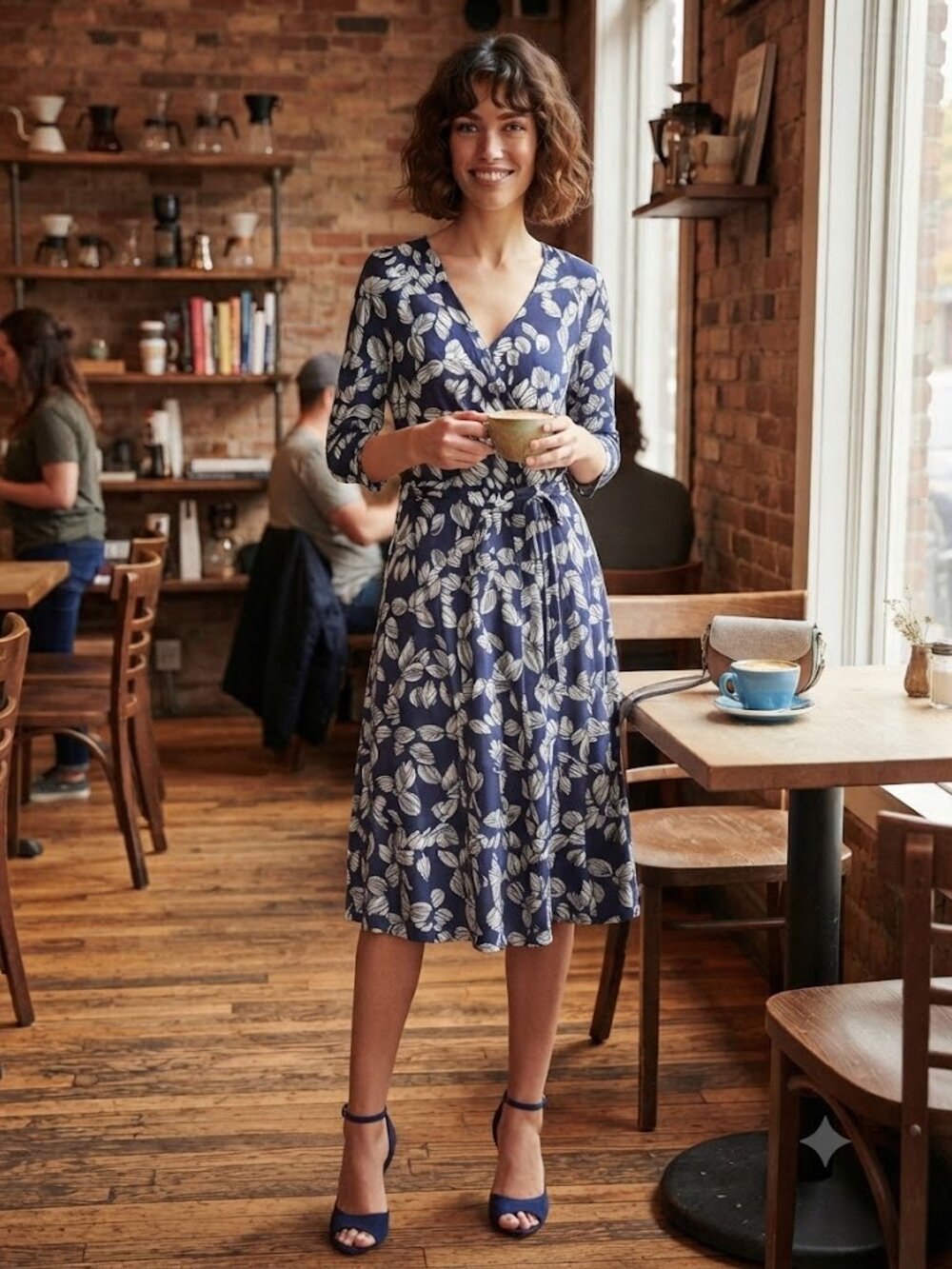 41 Hawthorn Kaylee Faux Wrap Dress Navy, Size S